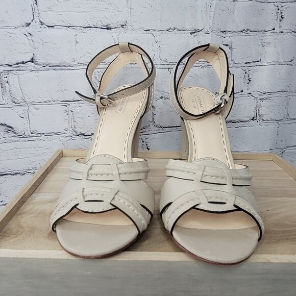 Coach- Bone color Strap heel sandals- very good used condition- size 9.5 - Picture 4 of 11